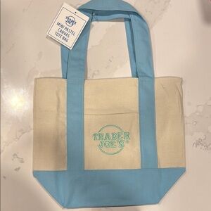 Blue and Cream Canvas Tote Bag
